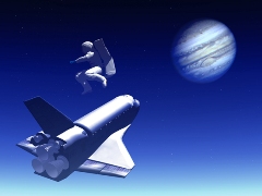 imagen vuelo nave espacial con astronauta